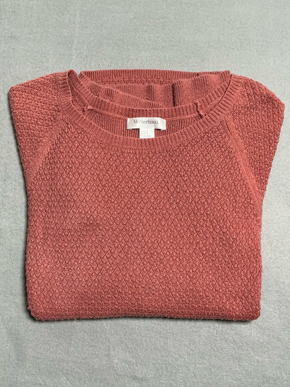Motherhood Maternity Textured Knit Crewneck Sweater Women’s S Dusty Rose